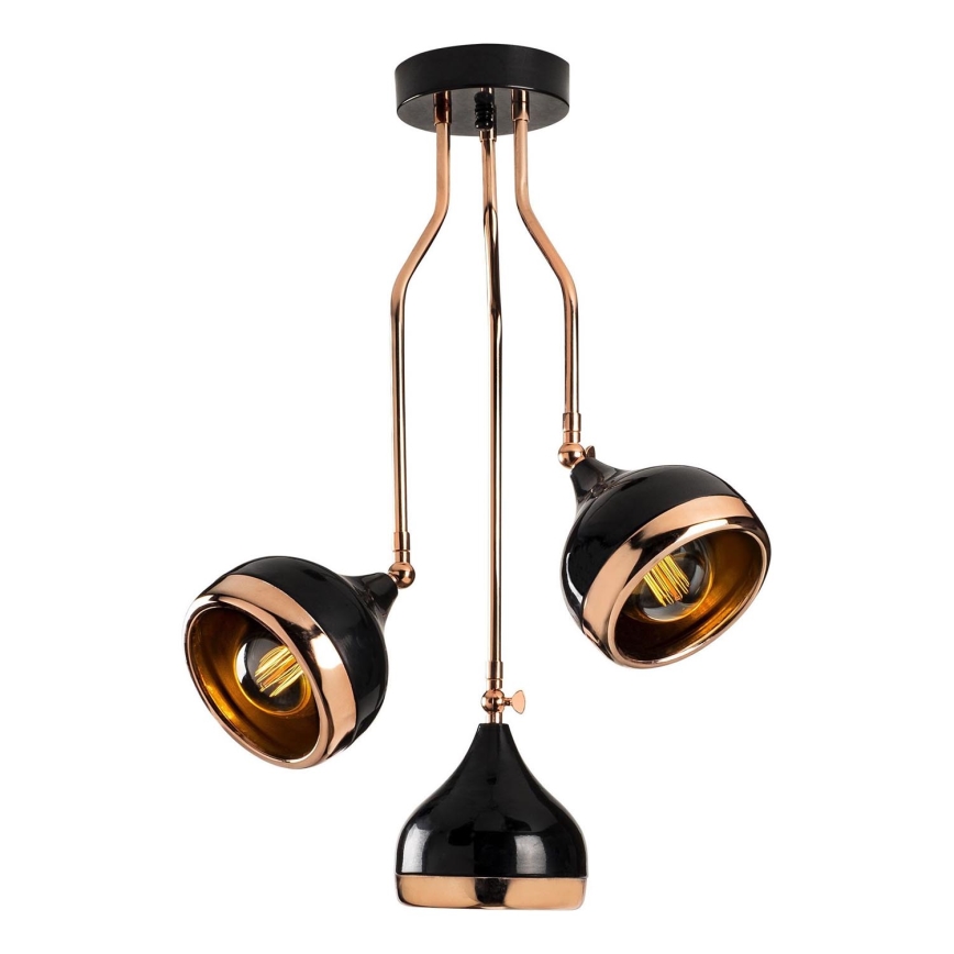 Plafonnier sur barre YILDO 3xE27/40W/230V noir/cuivre