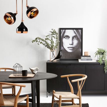 Plafonnier sur barre YILDO 3xE27/40W/230V noir/cuivre