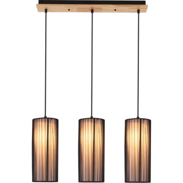 Plafonnier suspendu KIOTO 3xE27/40W/230V noir/hêtre