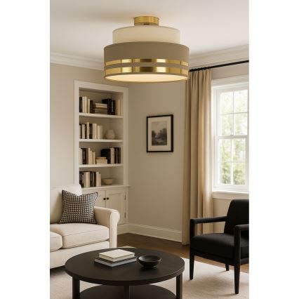 Plafonnier TAMI 1xE27/60W/230V d. 40 cm beige/marron/doré