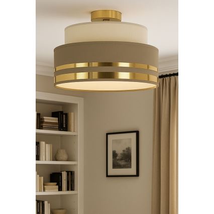 Plafonnier TAMI 1xE27/60W/230V d. 40 cm beige/marron/doré
