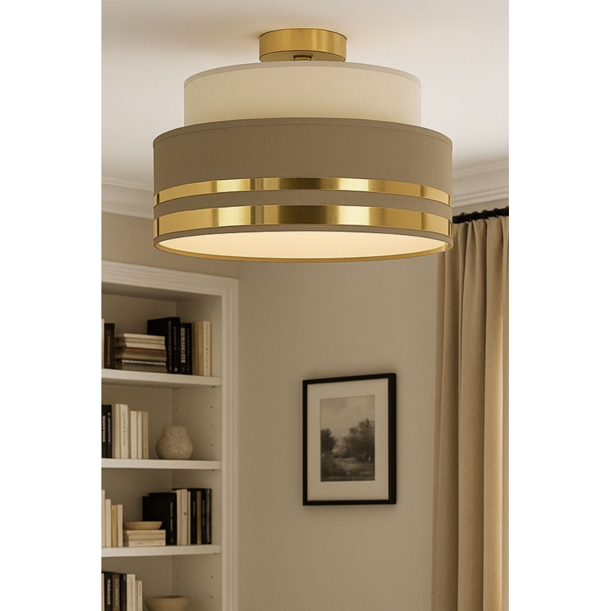 Plafonnier TAMI 1xE27/60W/230V d. 40 cm beige/marron/doré