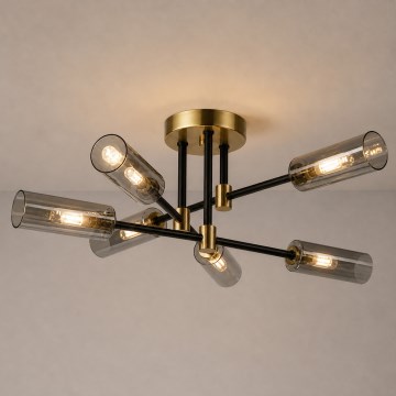 Plafonnier TESSA 6xG9/8W/230V laiton/noir fumé