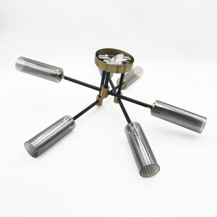 Plafonnier TESSA 6xG9/8W/230V laiton/noir fumé