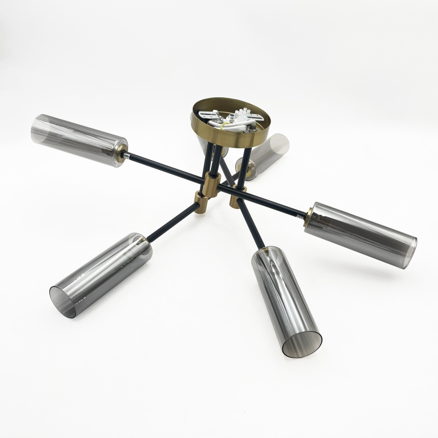 Plafonnier TESSA 6xG9/8W/230V laiton/noir fumé