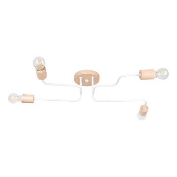 Plafonnier TIMBO 4xE27/15W/230V blanc/beige/hêtre