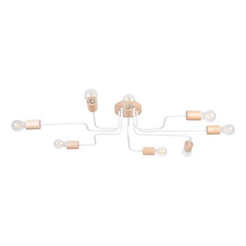 Plafonnier TIMBO 8xE27/15W/230V blanc/beige/hêtre