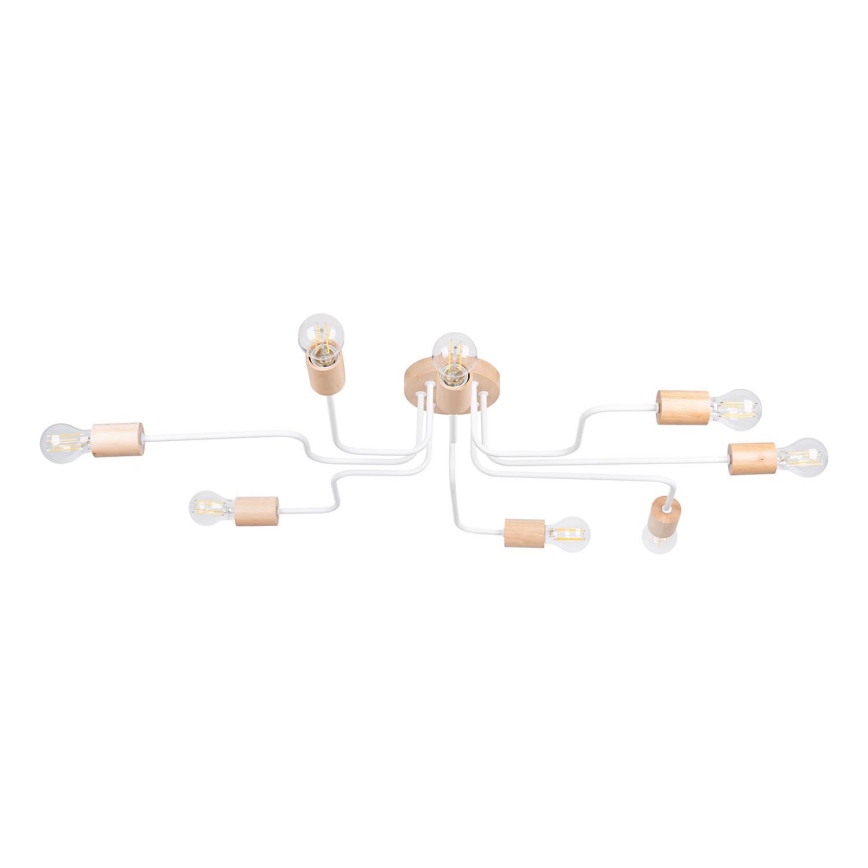 Plafonnier TIMBO 8xE27/15W/230V blanc/beige/hêtre
