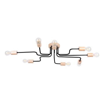Plafonnier TIMBO 8xE27/15W/230V noir/beige/hêtre