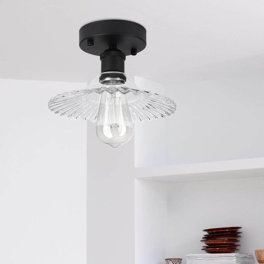 Plafonnier TRISH 1xE27/15W/230V noir/transparent