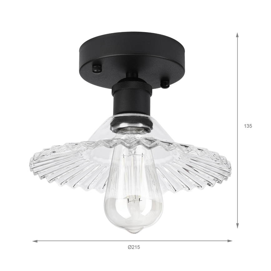 Plafonnier TRISH 1xE27/15W/230V noir/transparent