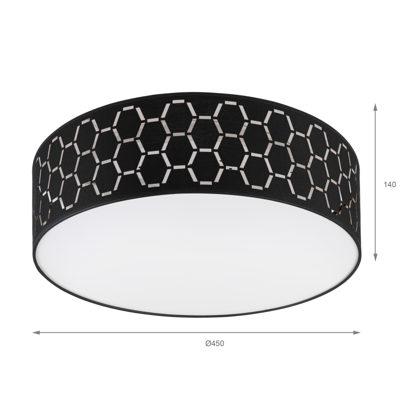 Plafonnier ULLE 2xE27/15W/230V Ø 45 cm noir