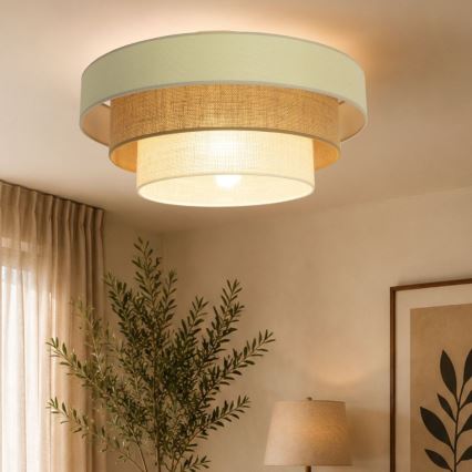 Plafonnier WENTA 1x E27 / 60 W / 230 V, Ø 50 cm, beige/jute