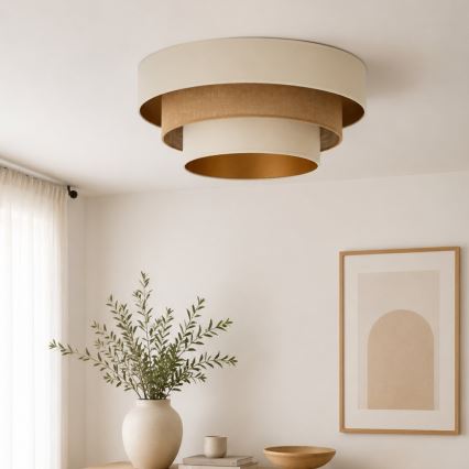 Plafonnier WENTA 1xE27/60W/230V Ø 50 cm beige/jute