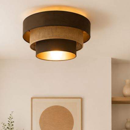 Plafonnier WENTA 1xE27/60W/230V Ø 50 cm brun/jute