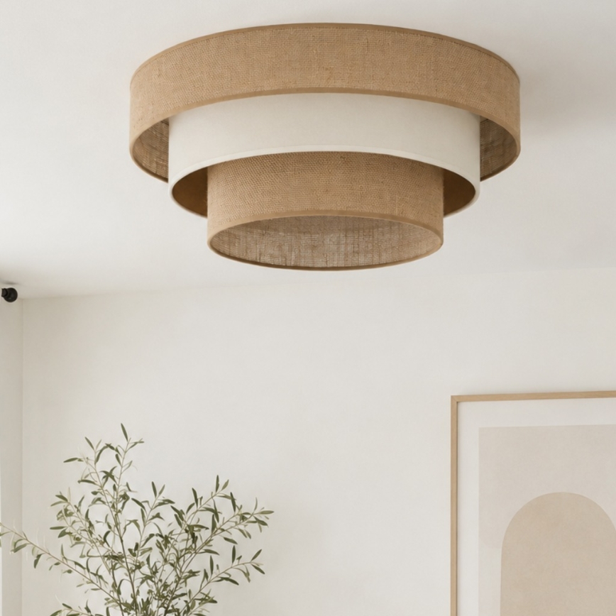 Plafonnier WENTA 1xE27/60W/230V Ø 50 cm jute/beige