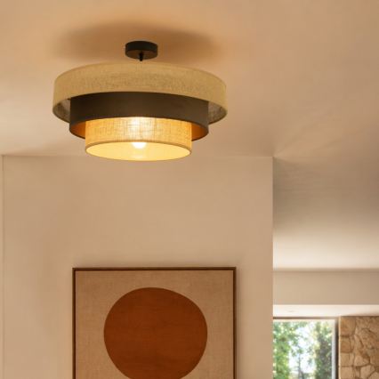Plafonnier WENTA 1xE27/60W/230V Ø 50 cm jute/marron