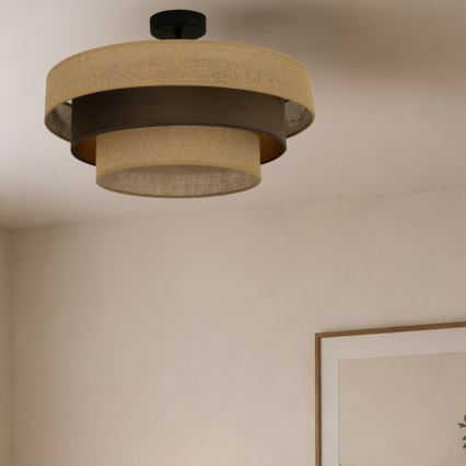 Plafonnier WENTA 1xE27/60W/230V Ø 50 cm jute/marron