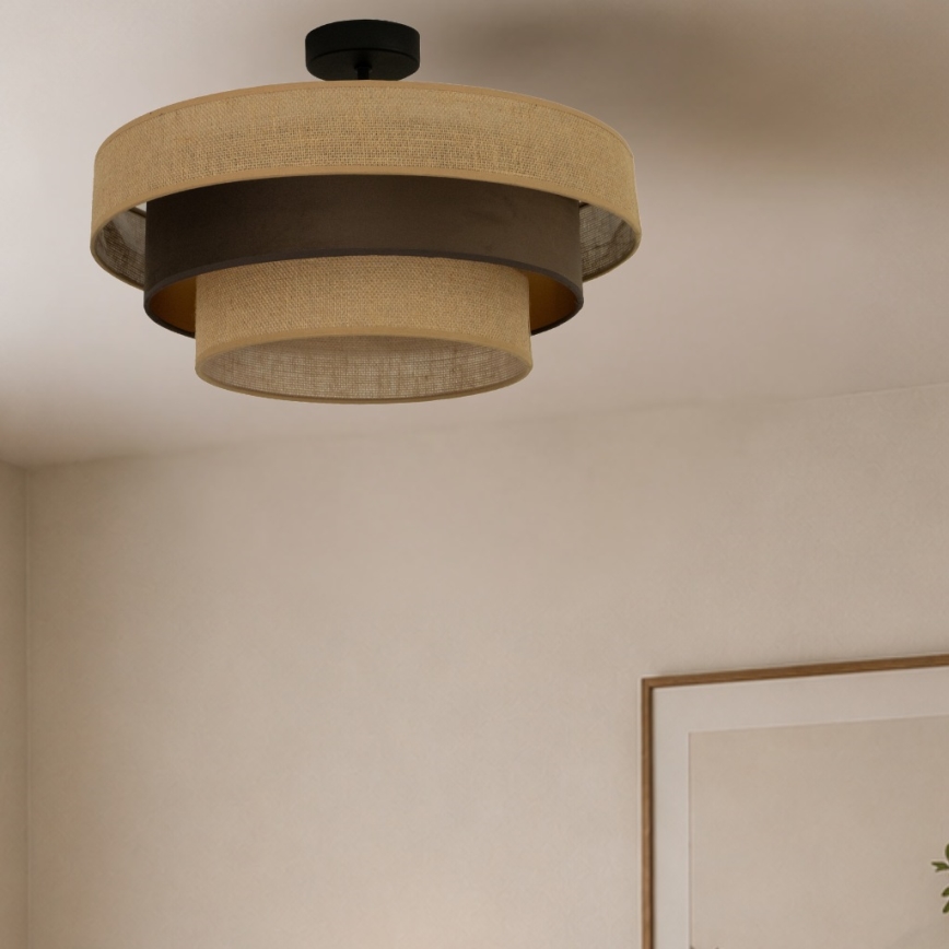Plafonnier WENTA 1xE27/60W/230V Ø 50 cm jute/marron