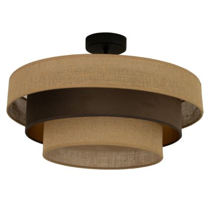 Plafonnier WENTA 1xE27/60W/230V Ø 50 cm jute/marron