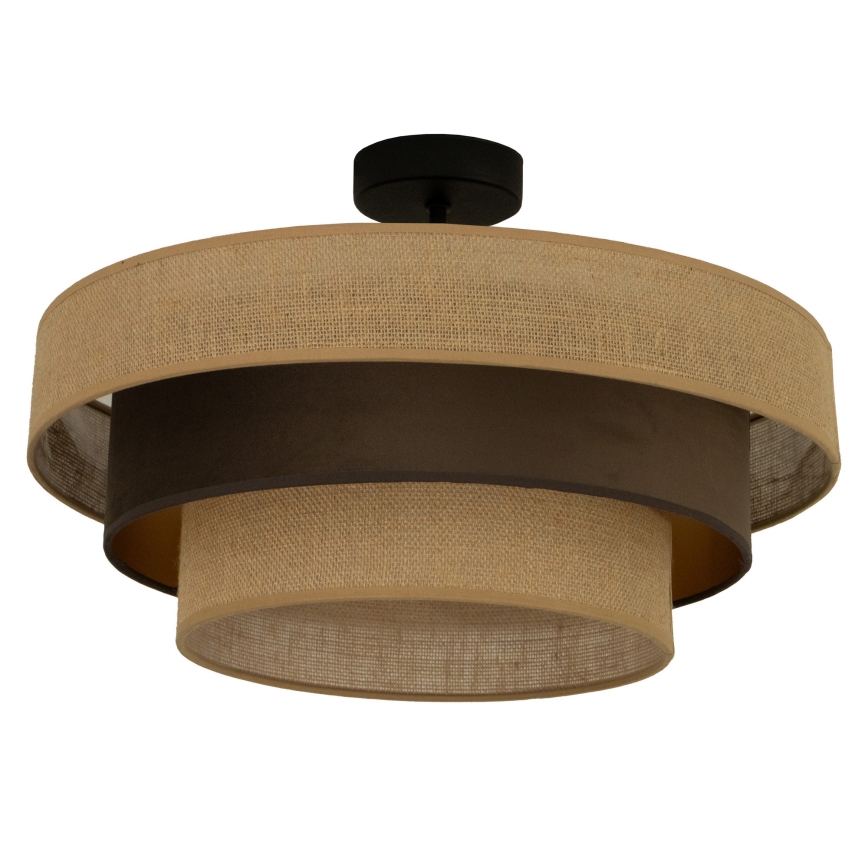 Plafonnier WENTA 1xE27/60W/230V Ø 50 cm jute/marron