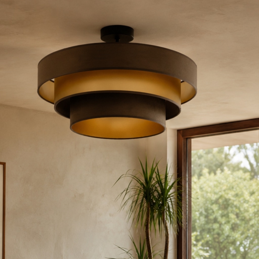 Plafonnier WENTA 1xE27/60W/230V Ø 50 cm marron/doré