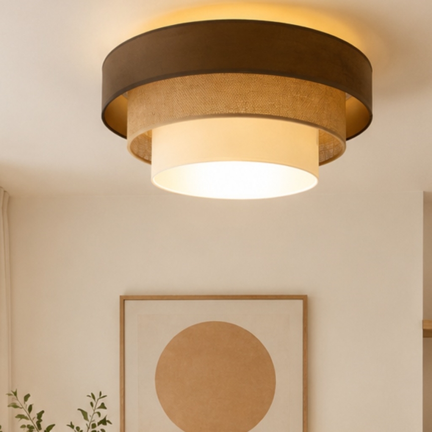 Plafonnier WENTA 1xE27/60W/230V Ø 50 cm marron/jute/beige