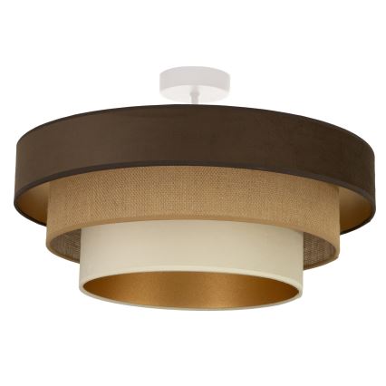 Plafonnier WENTA à montage en surface, 1xE27/60W/230V, Ø 50 cm, marron/jute/beige