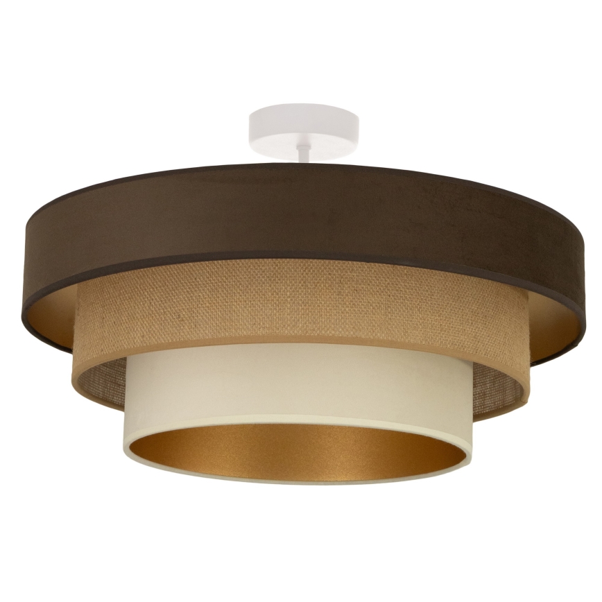 Plafonnier WENTA à montage en surface, 1xE27/60W/230V, Ø 50 cm, marron/jute/beige