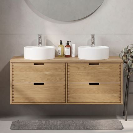 Plan vasque FOREST 120 cm beige/chêne