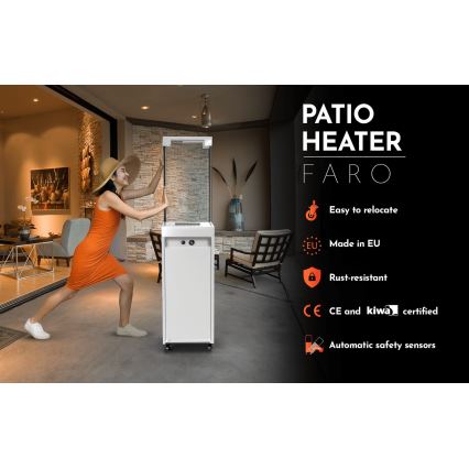 Planika - Cheminée à gaz d'extérieur 142x36 cm 8kW 1xAAA blanc + housse de protection