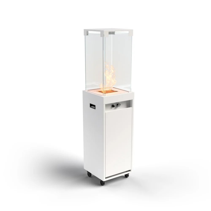 Planika - Cheminée à gaz d'extérieur 142x36 cm 8kW 1xAAA blanc + housse de protection