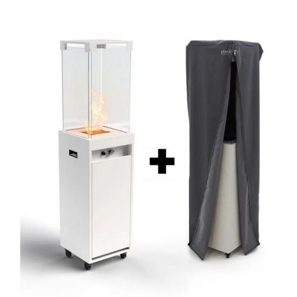 Planika - Cheminée à gaz d'extérieur 142x36 cm 8kW 1xAAA blanc + housse de protection