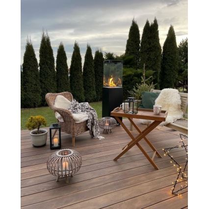Planika - Cheminée à gaz d'extérieur 142x36 cm 8kW 1xAAA noir + housse de protection