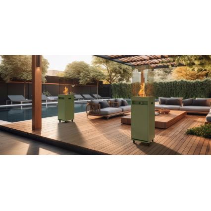 Planika - Cheminée à gaz d'extérieur 142x36 cm 8kW 1xAAA vert + housse de protection