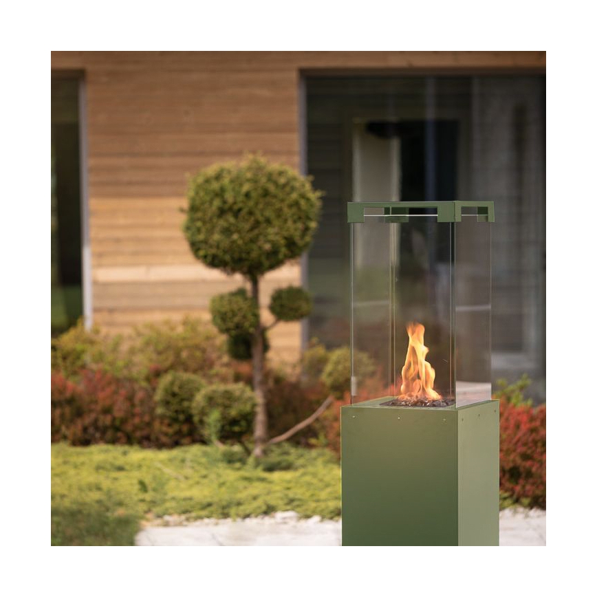 Planika - Cheminée à gaz d'extérieur 142x36 cm 8kW 1xAAA vert + housse de protection