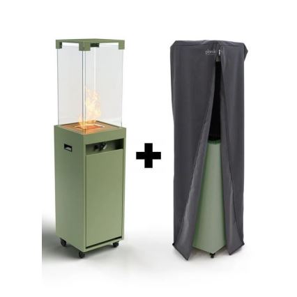 Planika - Cheminée à gaz d'extérieur 142x36 cm 8kW 1xAAA vert + housse de protection