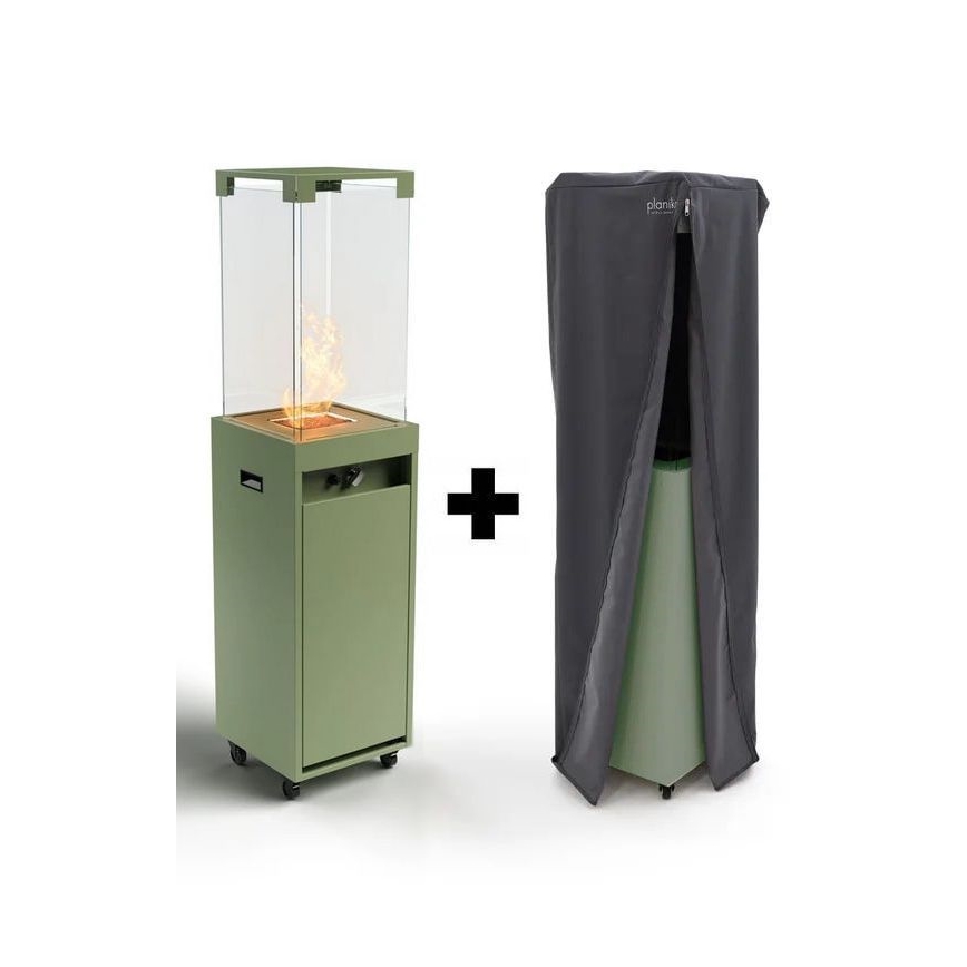 Planika - Cheminée à gaz d'extérieur 142x36 cm 8kW 1xAAA vert + housse de protection