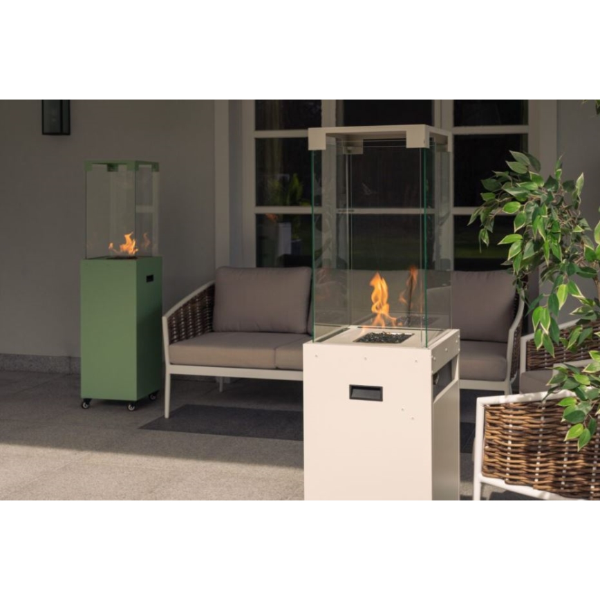 Planika - Cheminée à gaz d'extérieur 142x36 cm 8 kW 1xAAA blanche + housse de protection