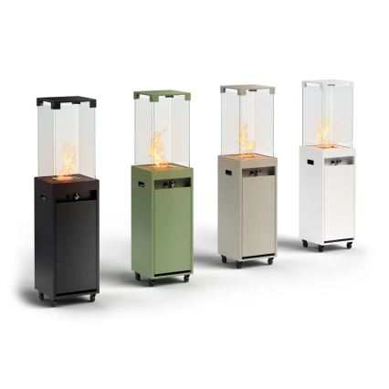 Planika - Cheminée à gaz d'extérieur 142x36 cm 8 kW 1xAAA blanche + housse de protection