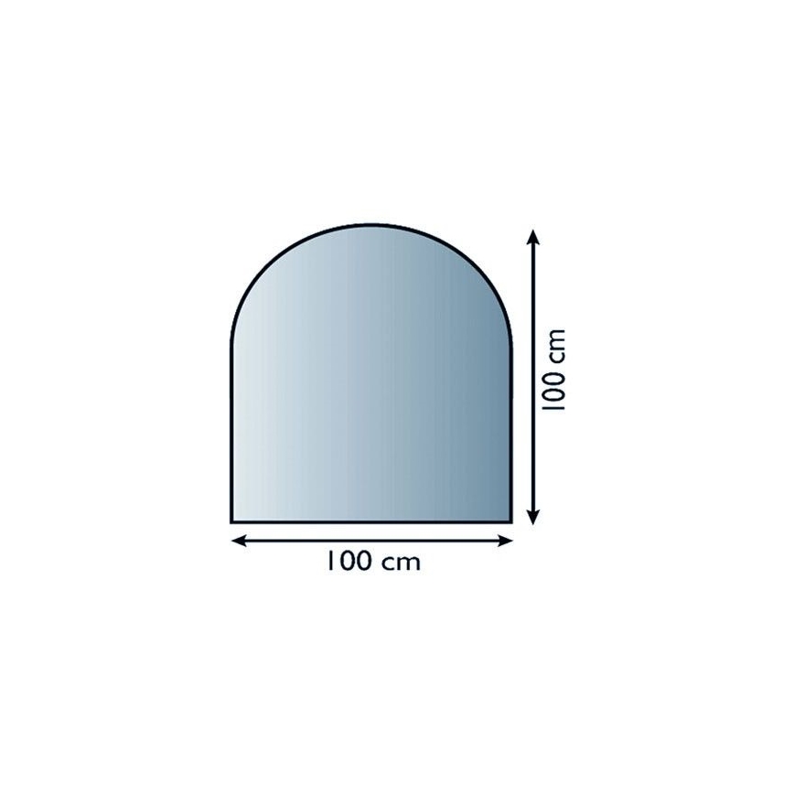 Plaque de verre pour dessous de cheminée 1000x1000x6 mm demi-arche