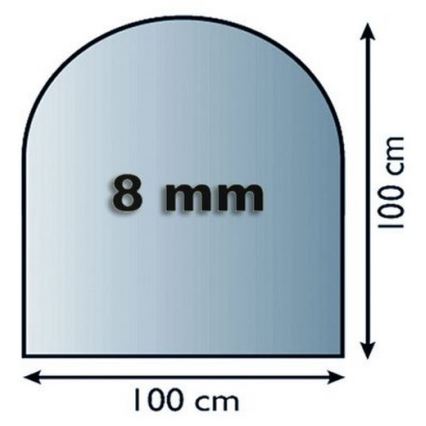 Plaque de verre pour dessous de cheminée 1000x1000x8 mm demi-arche