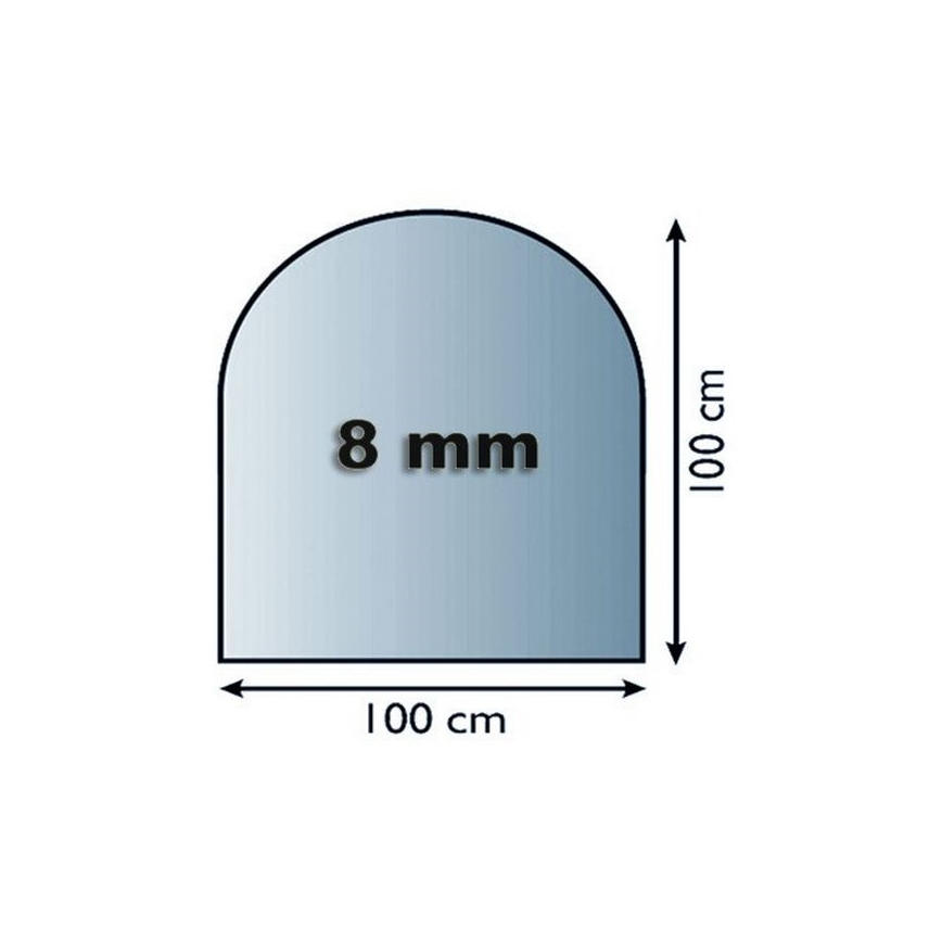 Plaque de verre pour dessous de cheminée 1000x1000x8 mm demi-arche
