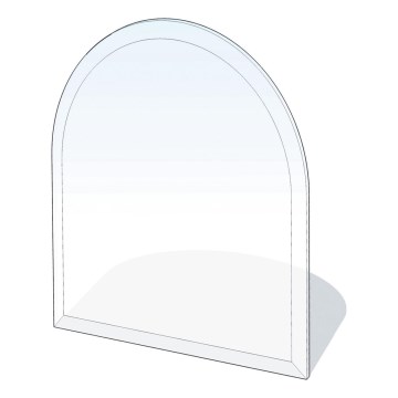 Plaque de verre pour dessous de cheminée 1300x1200x8 mm demi-arche