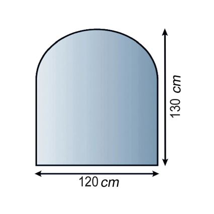 Plaque de verre pour dessous de cheminée 1300x1200x8 mm demi-arche