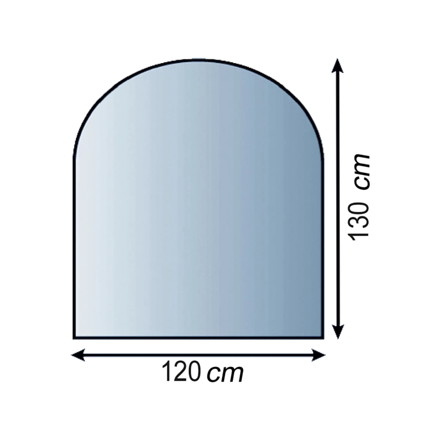 Plaque de verre pour dessous de cheminée 1300x1200x8 mm demi-arche