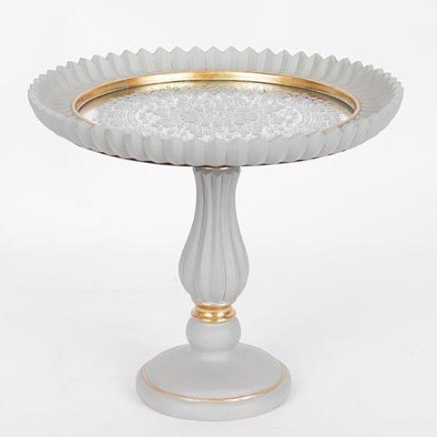 Plateau décoratif, diamètre 23,5 cm, gris/doré