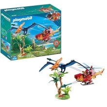 Playmobil - Ensemble de construction pour enfants hélicoptère avec Ptérodactyle 39 pcs