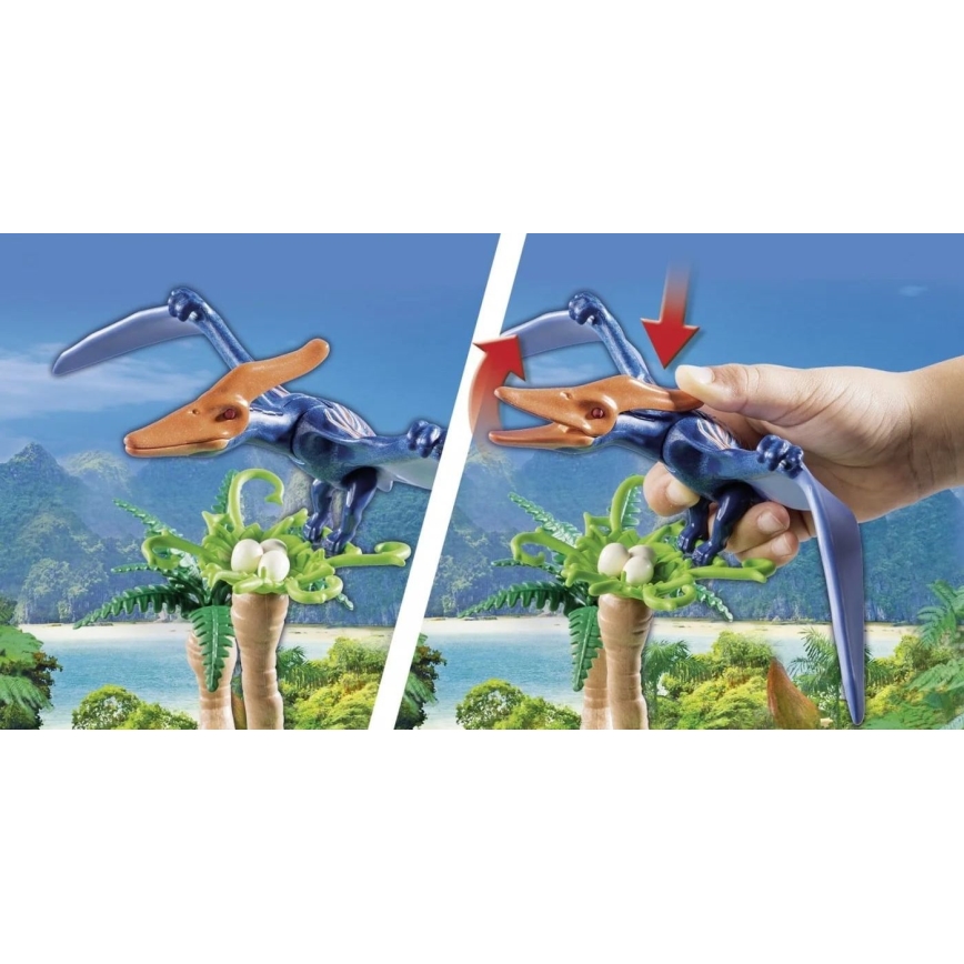 Playmobil - Ensemble de construction pour enfants hélicoptère avec Ptérodactyle 39 pcs