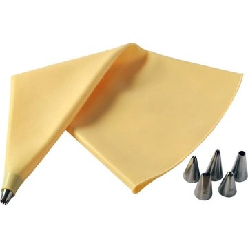 Poche à douille en silicone + 6 douilles TORO jaune/inox